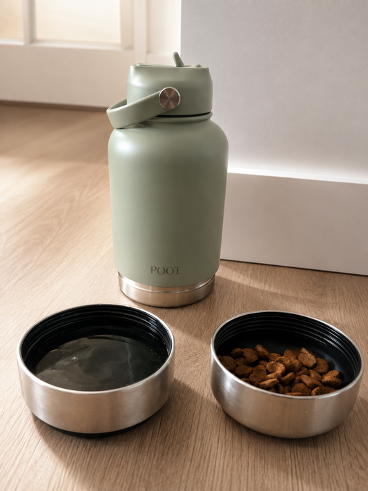 POOT. | 2-in-1 Reisfles – Water & Voerbak