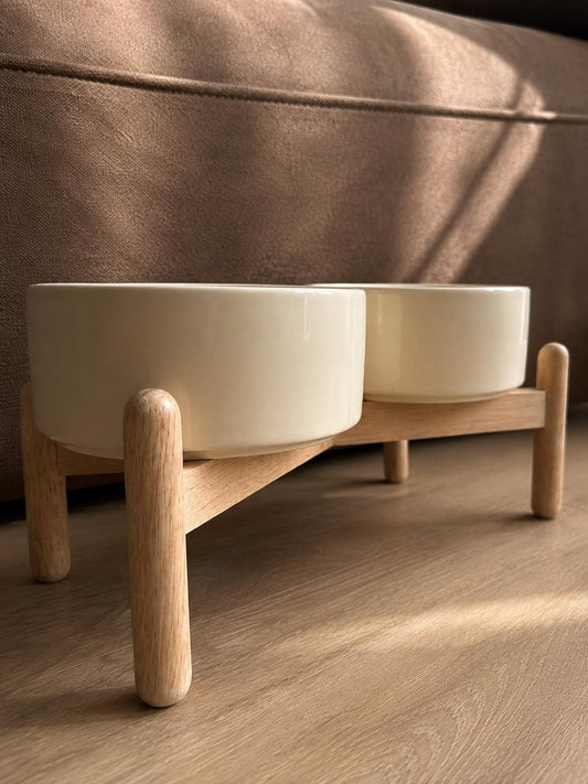 PAW. Raised feeding bowls